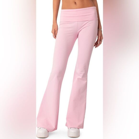 Edikted Naomi Flared Knit Pants pink size small NWT in packaging - Picture 1 of 5